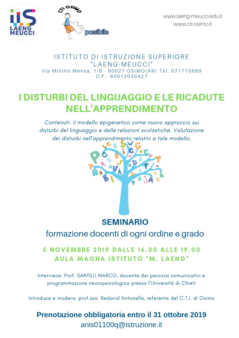 locandina seminario disturbi linguaggio 2019